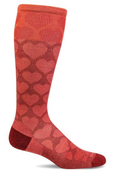 Sockwell Women's Moderate Compression Sock: Heart Throb Red Rock