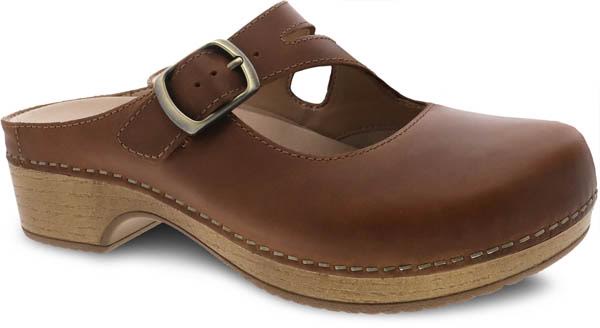 Dansko Britney Clogs: Tan Oiled Pull Up