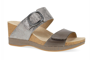 Dansko Shannon: Pewter/Taupe Leather Sandal