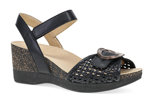 Dansko Stella: Black Woven Wedge