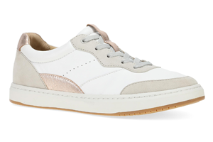 Dansko Josey: White/Rose Gold Nappa Snekaer