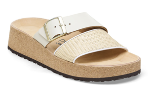 Birkenstock Almina Natural Leather/Synthetics: Natural/White