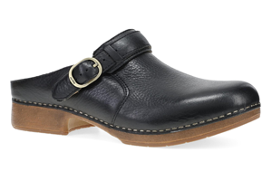 Dansko Millie: Black Waxy Milled Mule