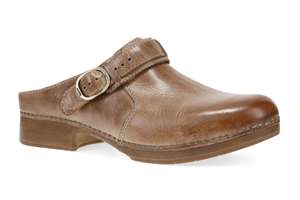 Dansko Millie: Tan Waxy Brush Off Mule