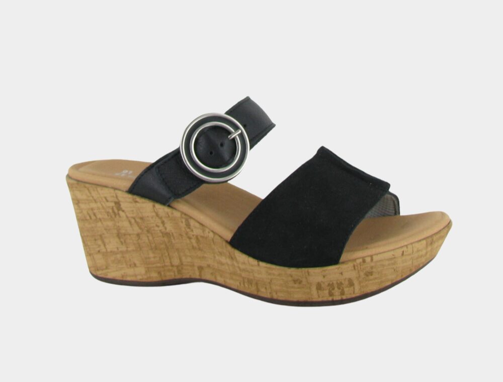 Naot  Breezy: Black Velvet Nubuck/Soft Black Lthr