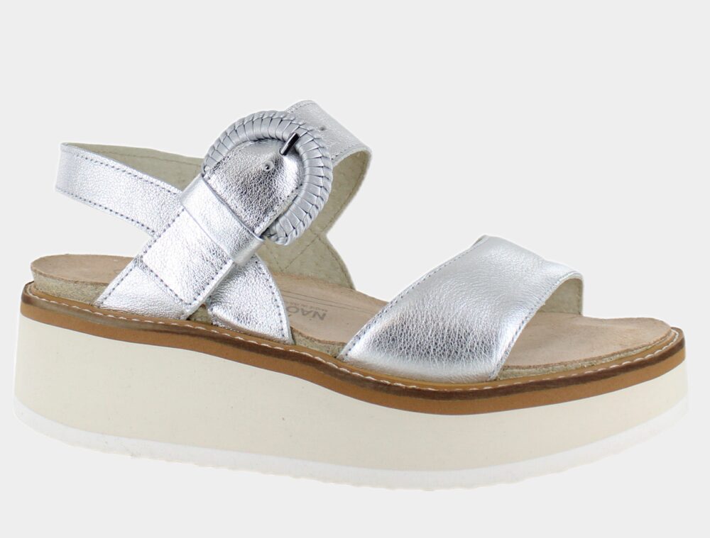 Naot Tiramisu  Crepe: Soft Silver Lthr w/ Off White Sole