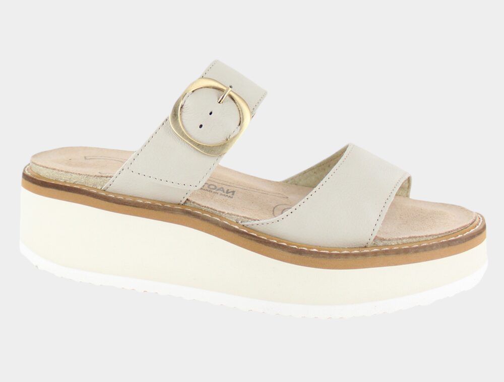 Naot Halvah: Soft Ivory Lthr w/ Off White Sole