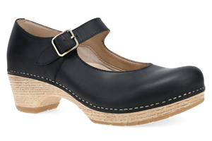 Dansko Lilah: Black Oiled Pull Up Mary Jane