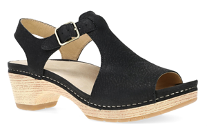 Dansko Laverne: Black Milled Nubuck Sandal