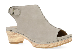 Dansko Lizzy: Taupe Milled Nubuck Sandal