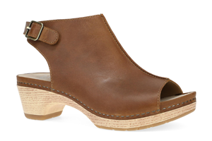 Dansko Lizzy: Tan Oiled Pull Up Sandal