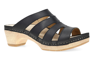 Dansko Lyndi:  Black Oiled Pull Up Sandal