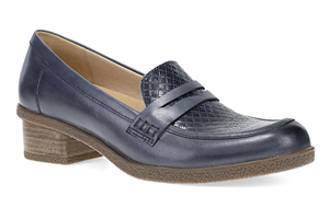 Dansko Danica: Navy/Woven Leather Loafer