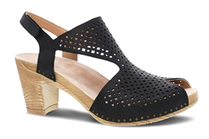 Dansko Teagan: Black Burnished Nappa Sandal