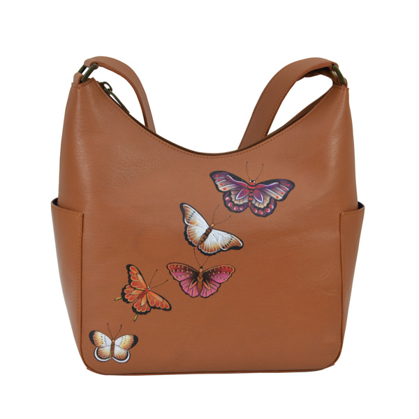 Anuschka Leather Handpainted Handbag: 382-BFY-HNY