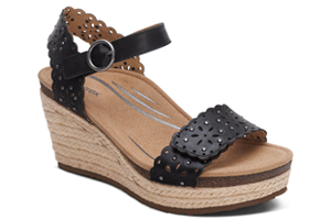 Aetrex Sydney Espadrille Wedge: Black Cutout