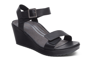 Aetrex Andrea Quarter Strap Wedge - Black