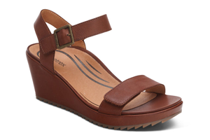 Aetrex Andrea Quarter Strap Wedge - Walnut
