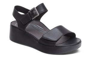 Aetrex Ariel Adjustable Quarter Strap Wedge - Black