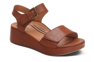 Aetrex Ariel Adjustable Quarter Strap Wedge - Dark Brown