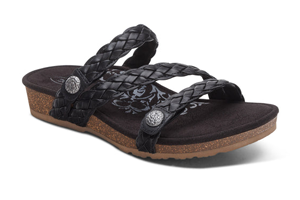 Aetrex Josie Braided Slide - Black