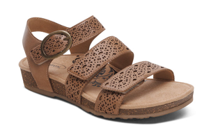 Aetrex Lilly Adjustable Quarter Strap Sandal: Taupe Cutout