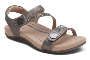 Aetrex Jess Sandal: Pewter Sparkle