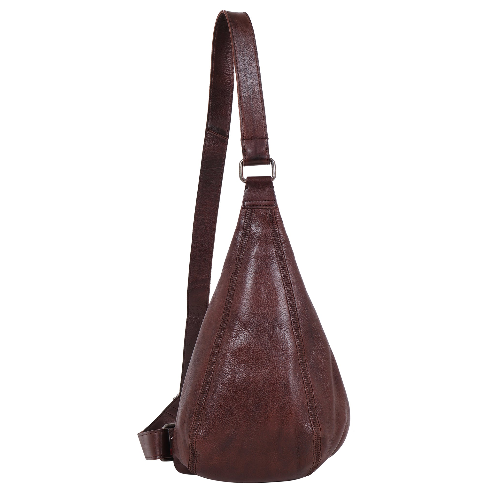 Leather Hippie Sling Bag (Sm): Brown