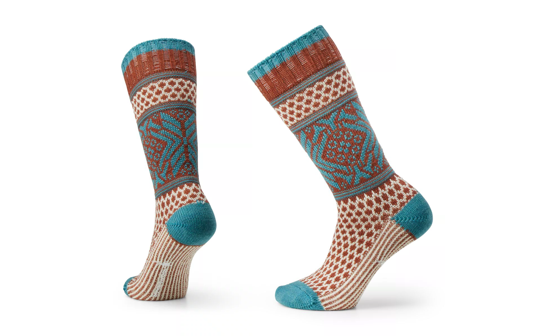 Everyday Popcorn Snowflake Pattern Full Cushion Crew Socks: Cascade Green