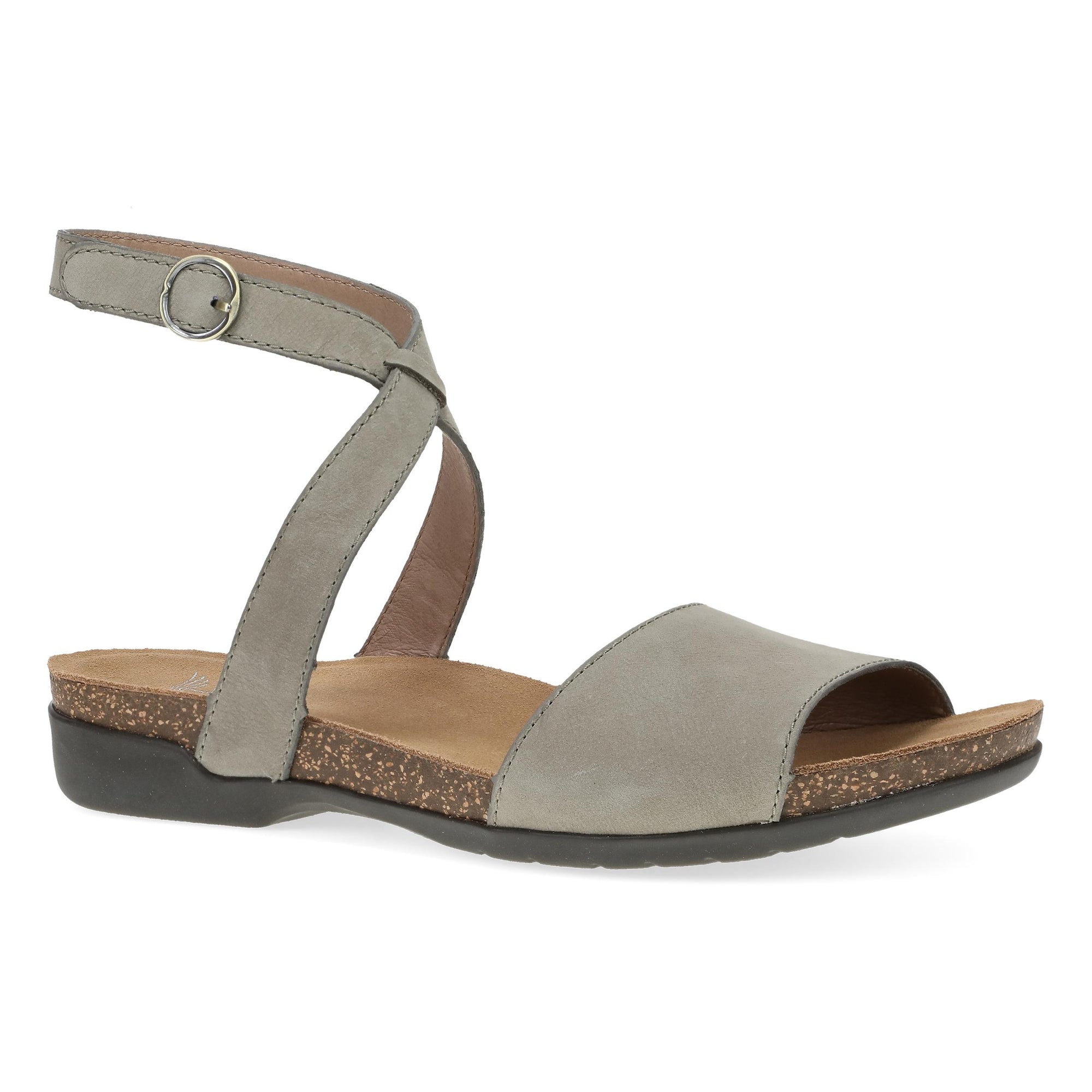Dansko Rafferty: Taupe Milled Nubuck Sandal