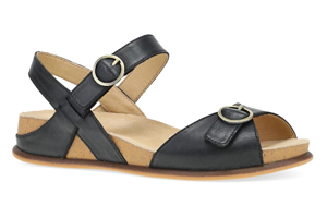 Dansko Candace: Black Burnished Nappa Sandal