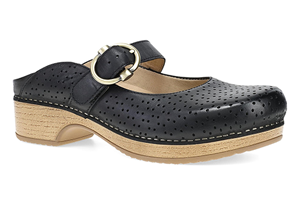 Dansko Blaire Clog: Black Burnished Calf Mary Jane