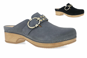 Dansko Branson Clog - Dusty Blue Leather, Black Suede