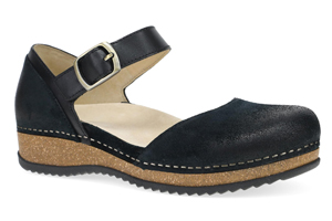 Dansko Mae: Black Burnished Suede Mary Jane