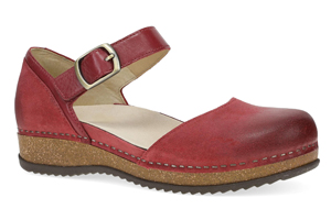 Dansko Mae: Red Burnished Suede Mary Jane