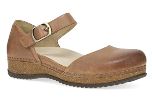 Dansko Mae: Tan Burnished Suede Mary Jane
