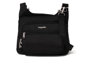 Baggallini Securtex Anti-Theft Crossover Crossbody Bag: Black