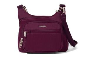 Baggallini Securtex Anti-Theft Crossover Crossbody Bag: Mulberry