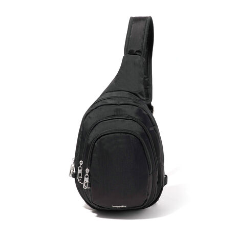 Baggallini Securtex Anti-Theft Multi Zip Sling: Black