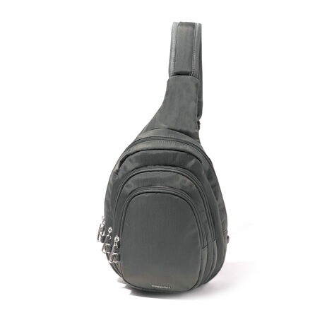 Baggallini Securtex Anti-Theft Multi Zip Sling: Charcoal