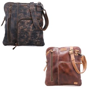 bedstu Aiken Convertible Leather Bag - Black Lux, Teak Oats Rustic