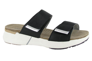 Naot Calliope Soft Black Leather/Soft Silver Leather/Black Woven Strap