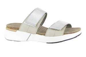 Naot Calliope Soft Ivory Leather/Soft Silver Leather/Silver Gray Woven Strap