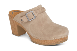 Aetrex Corey Cork Clog Heel: Taupe