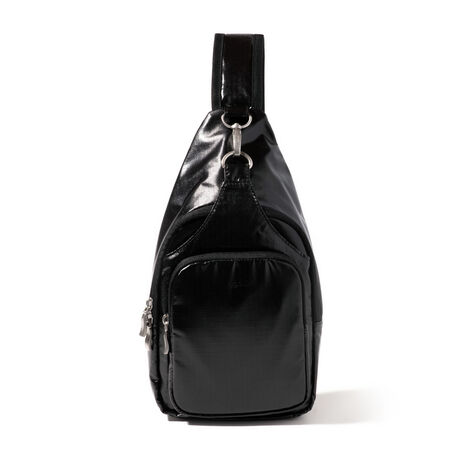 Baggallini Central Park Sling: Black Gloss Ripstop