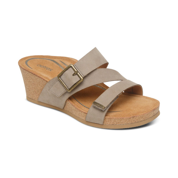 Aetrex Kimmy Arch Support Wedge: Taupe