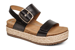 Aetrex Vania Cork Platform Sandal: Black