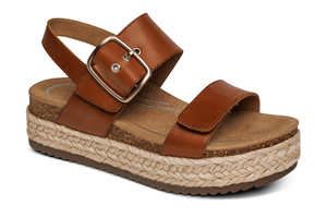 Aetrex Vania Cork Platform Sandal: Cognac