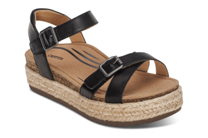 Aetrex Paula Platform Sandal: Black