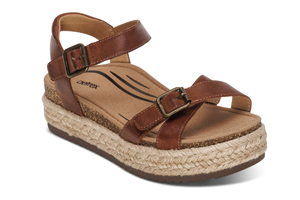 Aetrex Paula Platform Sandal: Walnut